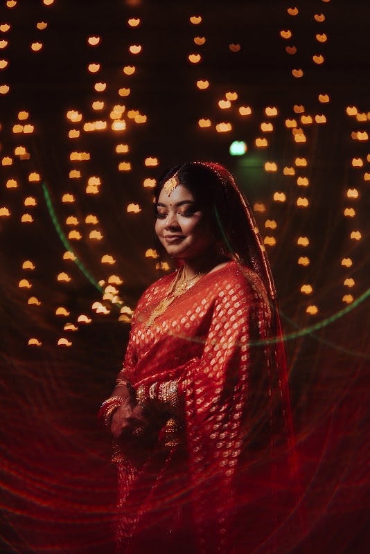 Bride among lights
